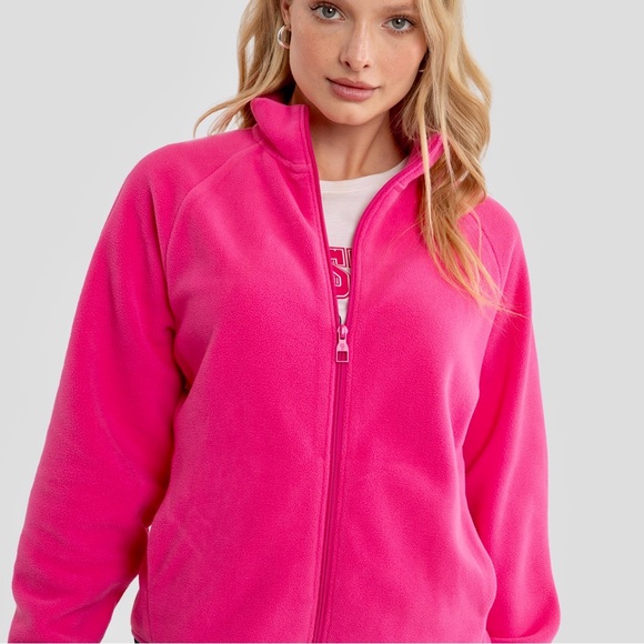 LANDS’ END The Outfitters Full Zip Front Fleece Sherpa Jacket Hot Pink Size 2X - Picture 1 of 10